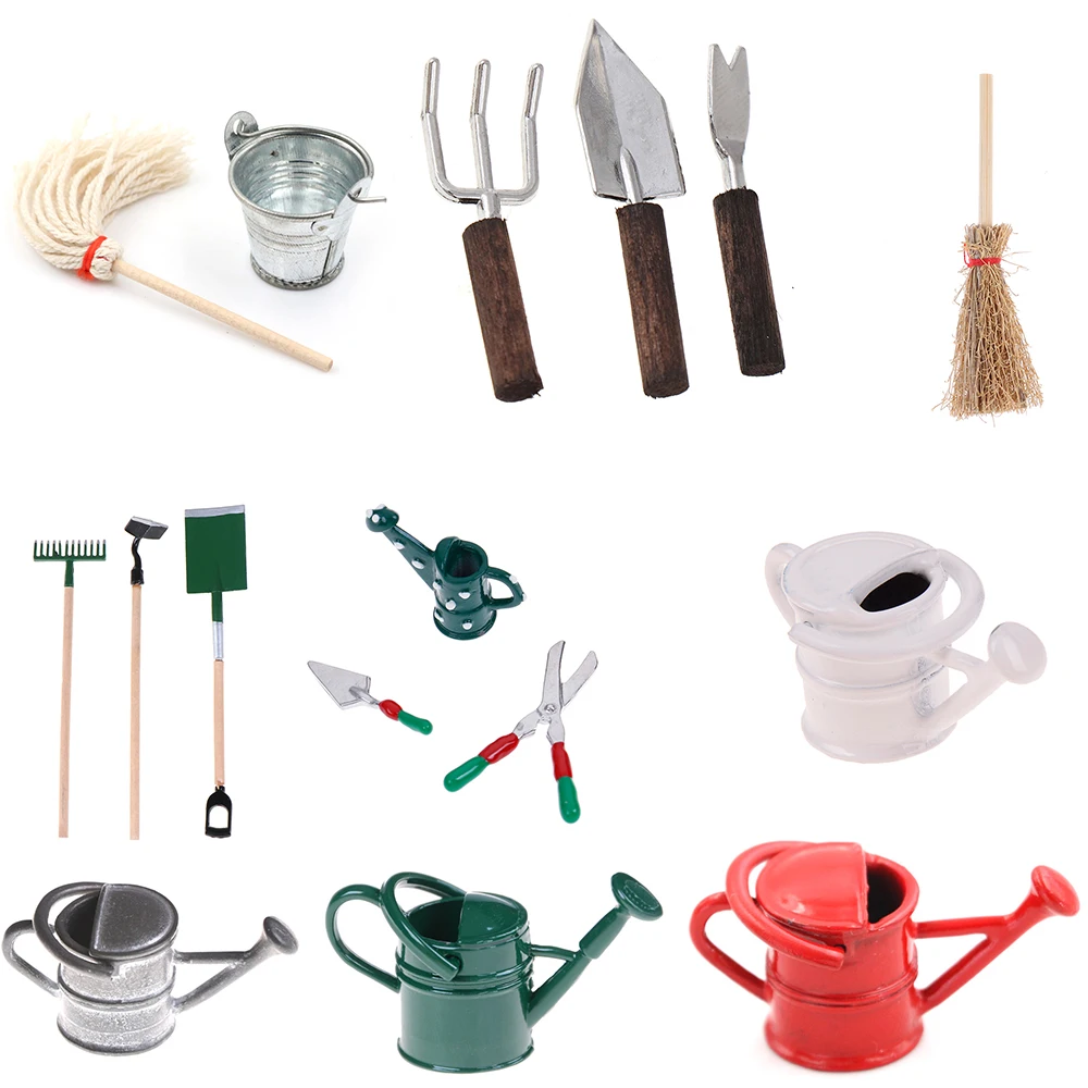 Жестяная Банка для полива 1/12 Масштаб Кукольный домик Миниатюрные Декорации сада