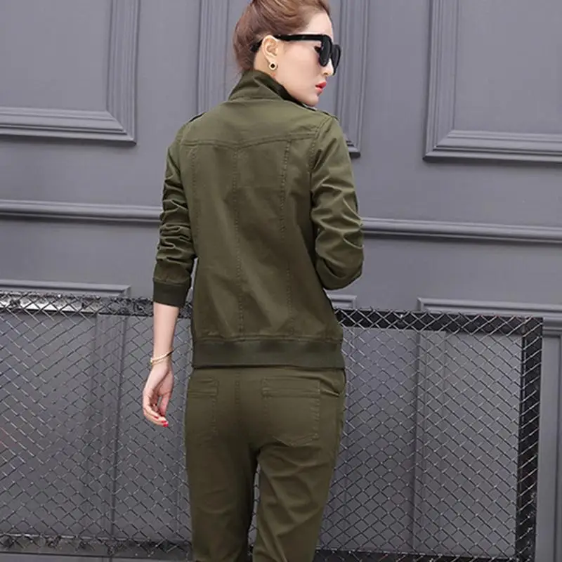 Женский костюм размера плюс 5XL весенний хлопковый Камуфляжный комплект из двух