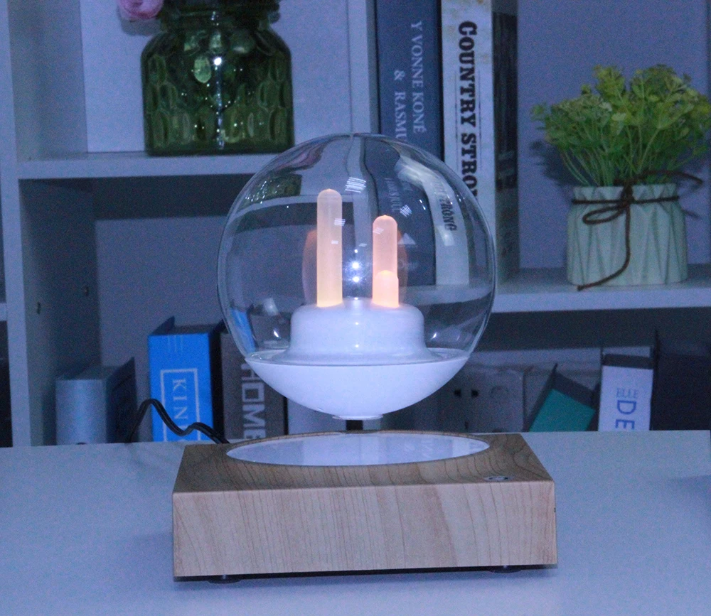 Магнитный плавающий 3 дюймовый стеклянный шар вращающийся на семь цветов ночной