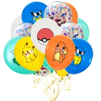 15pcs pokemon sequined latex balloon set childrens birthday theme party decoration holiday balloon toys new year gifts