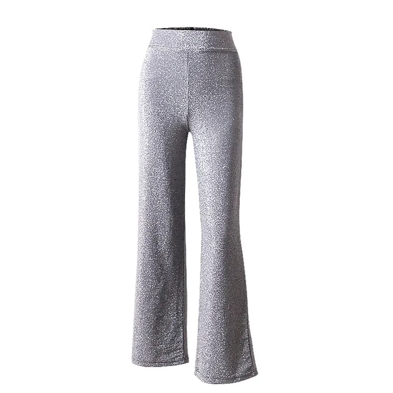 

2019 New Summer Women's Elastic WaistTrousers Ladies Slim Sequin Pants High Waist Clubwear Party Fashion Women Long Pants