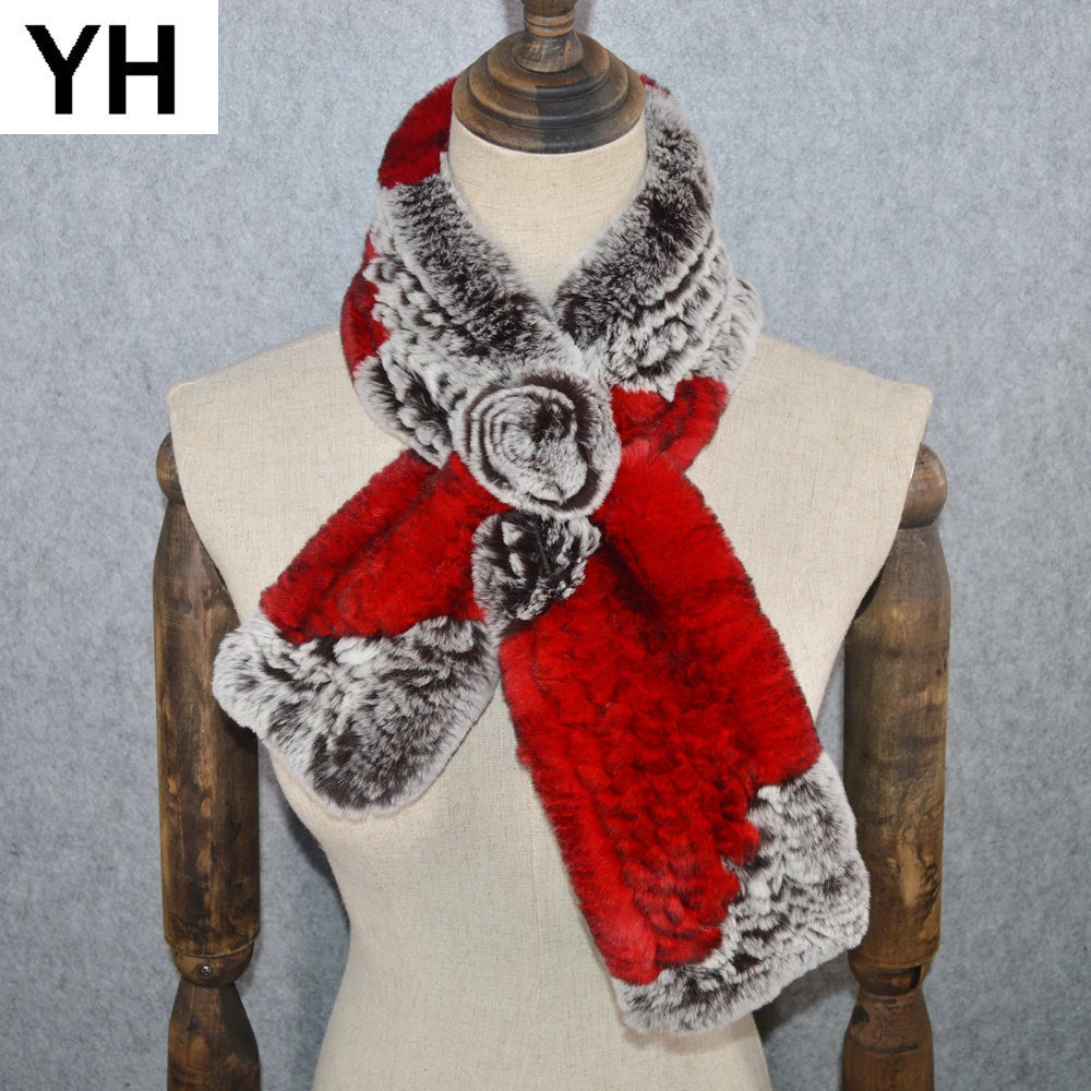 2020 Горячая Для женщин теплые мягкие Настоящий мех кролика шарф 100% с линией