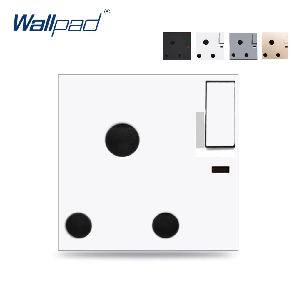 

Wallpad 15 Amp 16A Switched UK Standard South Africa Socket with LED Indicator Function Key For Module only 52*52mm