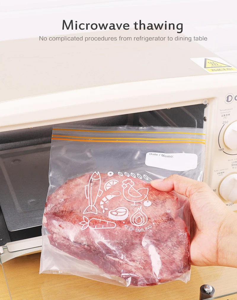 

Sealed Bag Environmentally Friendly PE Food Transparent Food Storage Bag, Removable Double-tendon Food Preservation Bag