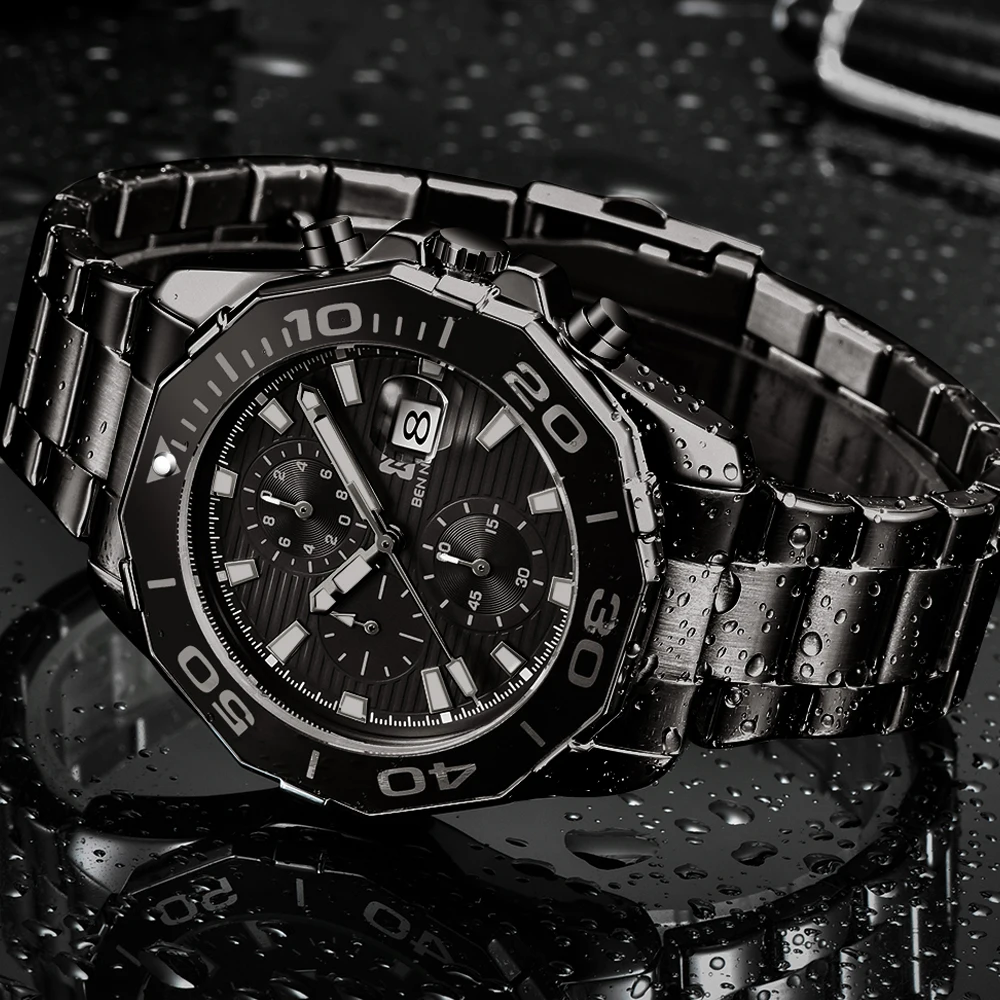

Men's Watch Business Style 100% Waterproof Stainess Steel Starp Multifunction Luminous Automatic Dates Chronograph Dropshipping
