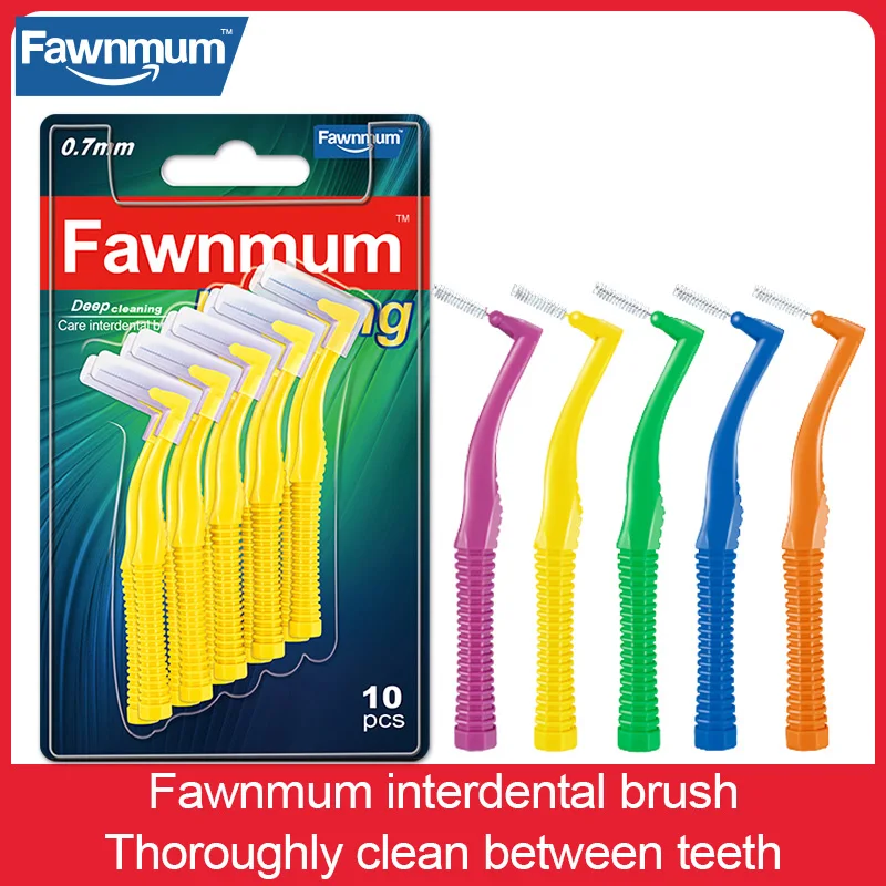 

Fawnmum HuLong 1X10Pcs L-shaped Interdental Brush Adult Cleaning Teeth gap Protect gums Orthodontic Toothbrush Dentistry Special
