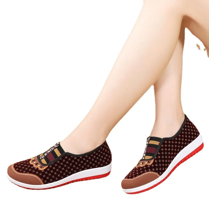 

New Style Old Beijing Cloth Shoes Women's Soft Bottom Non-Slip Middle-aged Leisure Cloth Flat Bottom Mom Shoes Female Shoes