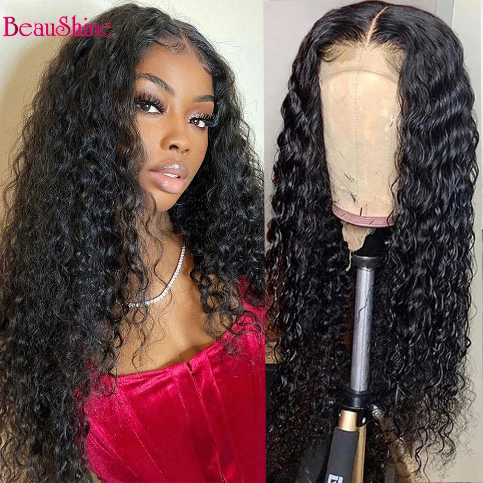 30INCH Water Wave Lace Closure Wigs Pre Plucked 180% Density 5x5 Lace Frontal Human Hair Wig 6x6 Water Wave Frontal Wig