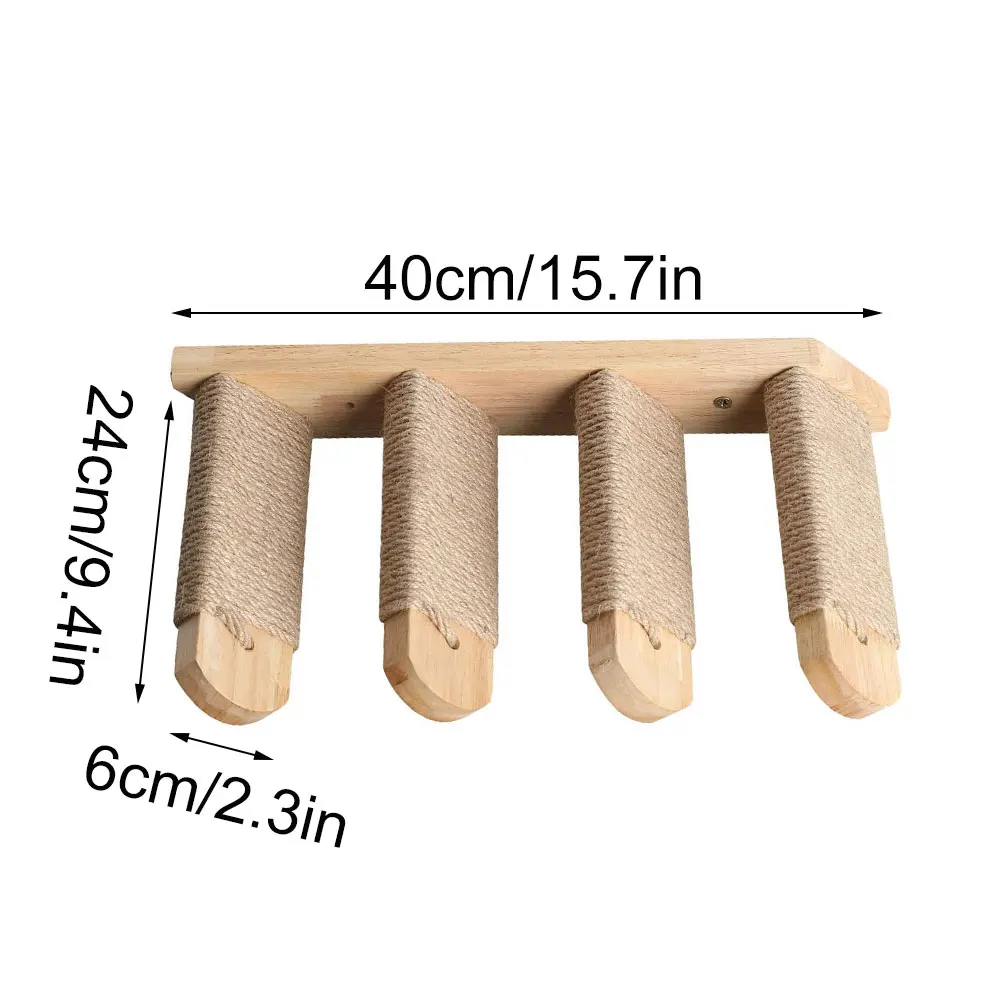 

4 Steps Cat Wooden Climbing Shelf Reversible Wall Mounted Wooden Hanging Stairs Platform For Cats Scratching Resting Yellow