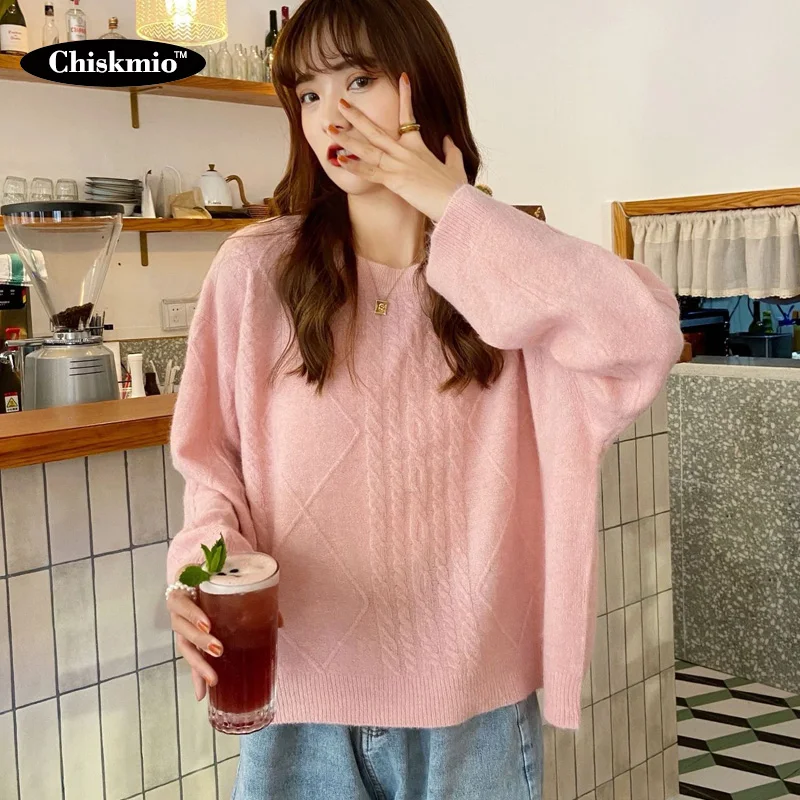 Женский флисовый пуловер Chiskmio вязаный свитер с круглым вырезом и длинным рукавом