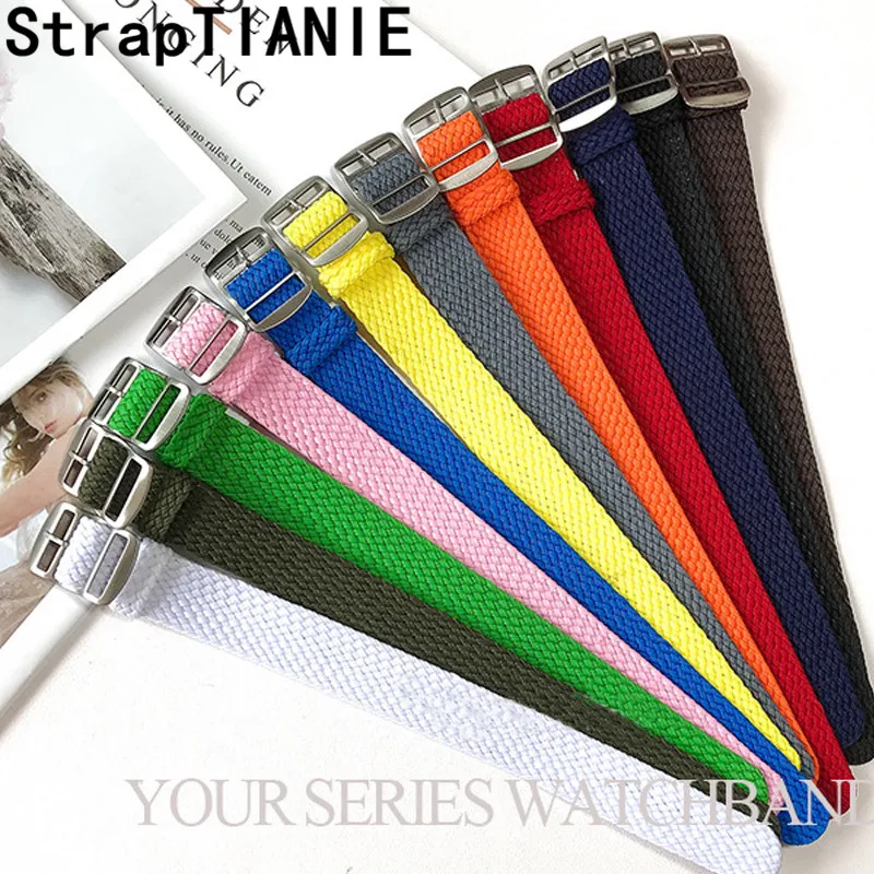 Канвасный ремешок из нейлона для часов для мужчин и женщин - тканый браслетные аксессуары для ремешков Перлон 16 мм 18 мм 20 мм 22 мм.