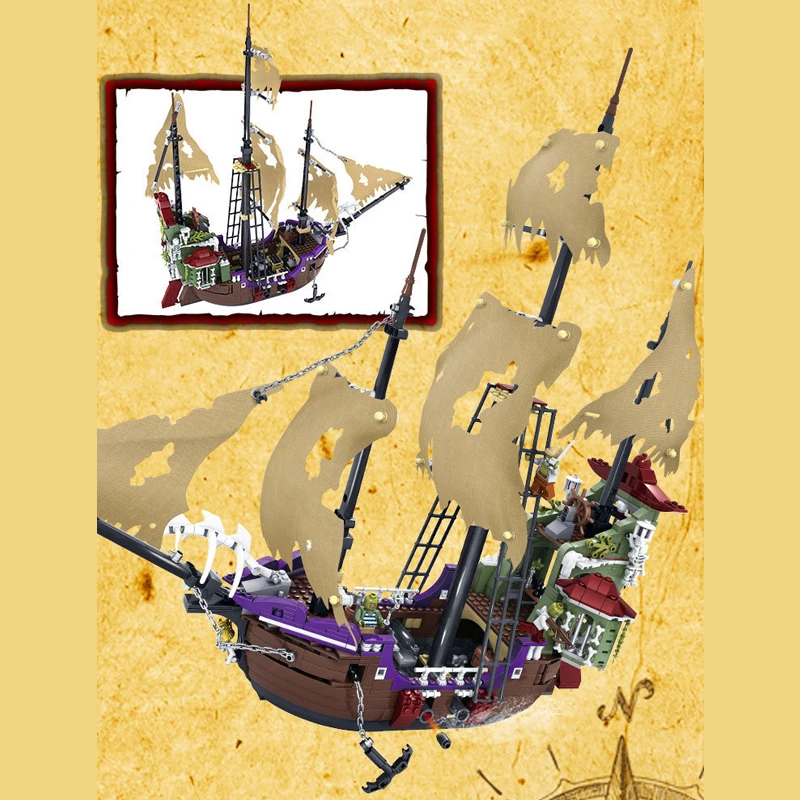 Sub Legend A Pirate Boat Series Children Parenting Beneficial Wisdom Assembling Building Blocks Toys |