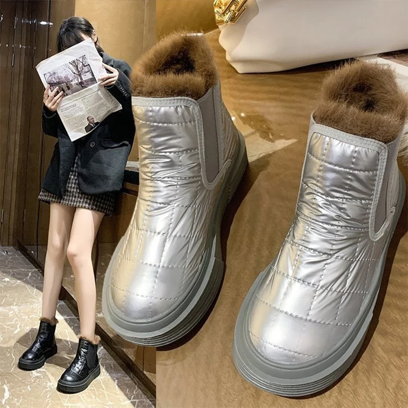 Short Tube Snow Boots Women's Winter Leisure Korean Version Plus Velvet Thick Martin Boots Warm Trend Cotton Shoes Women