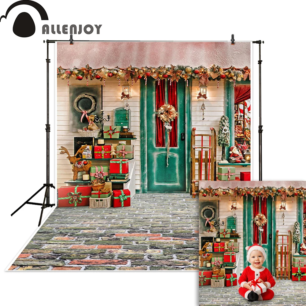 Allenjoy рождественские декорации для фотосъемки 3D дом дверь подарок наружные украшения Фотофон фон для фотостудии