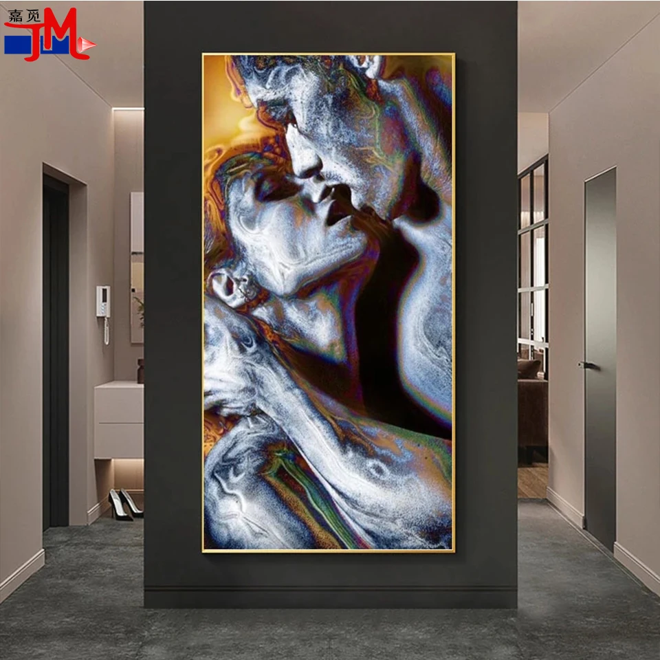 

Абстрактная Обнаженная картина с сексуальным телом для пар, алмазная вышивка с поцелуем для влюбленных, Настенная картина, мозаика, квадрат...