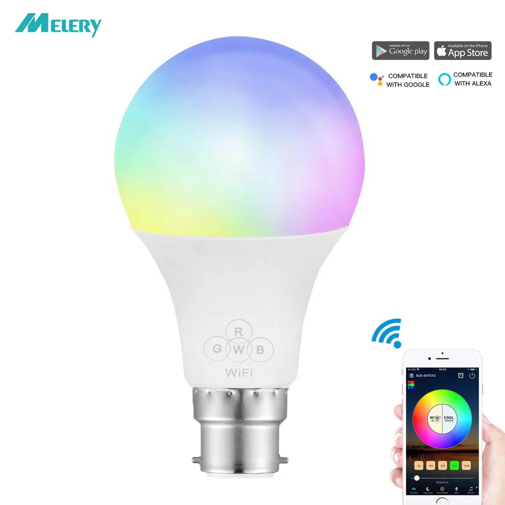 Байонет интеллектуальная беспроводная (Wi Fi) Светодиодный светильник лампы B22