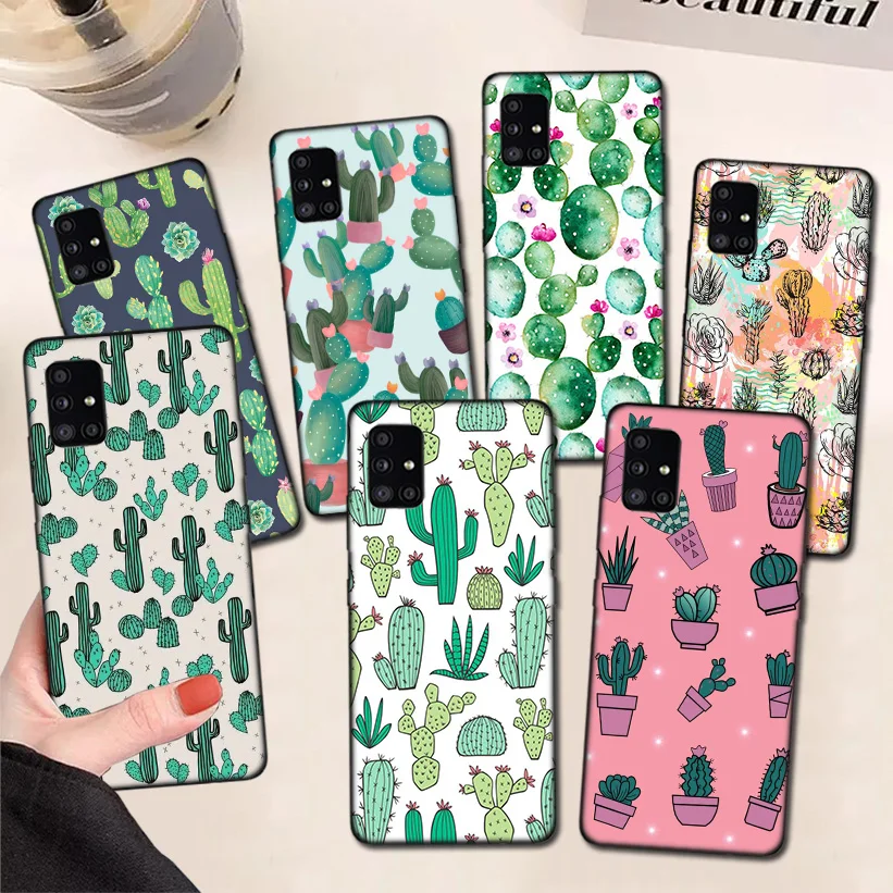 

Cartoon Cactus Plants Phone Case For Samsung Galaxy A51 A71 A50 A70 A81 A91 A30 A40 A20E A10S A6 A7 A8 A9 Back Cover Coque Funda