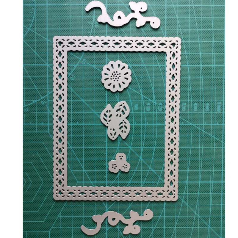Прямоугольные края металлические Вырубные штампы цветок ветка Скрапбукинг для