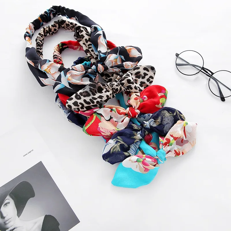 Повязка для волос в богемном стиле девочек винтажная эластичная лента с принтом