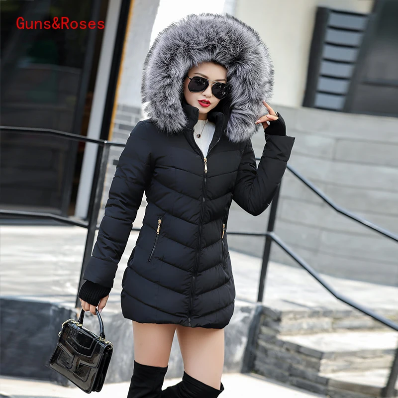 

Za Women's Coat 2021 Artificial Raccoon Fur Collar Winter Jacket Women Winter And Autumn Wear High Quality Parkas Outwear