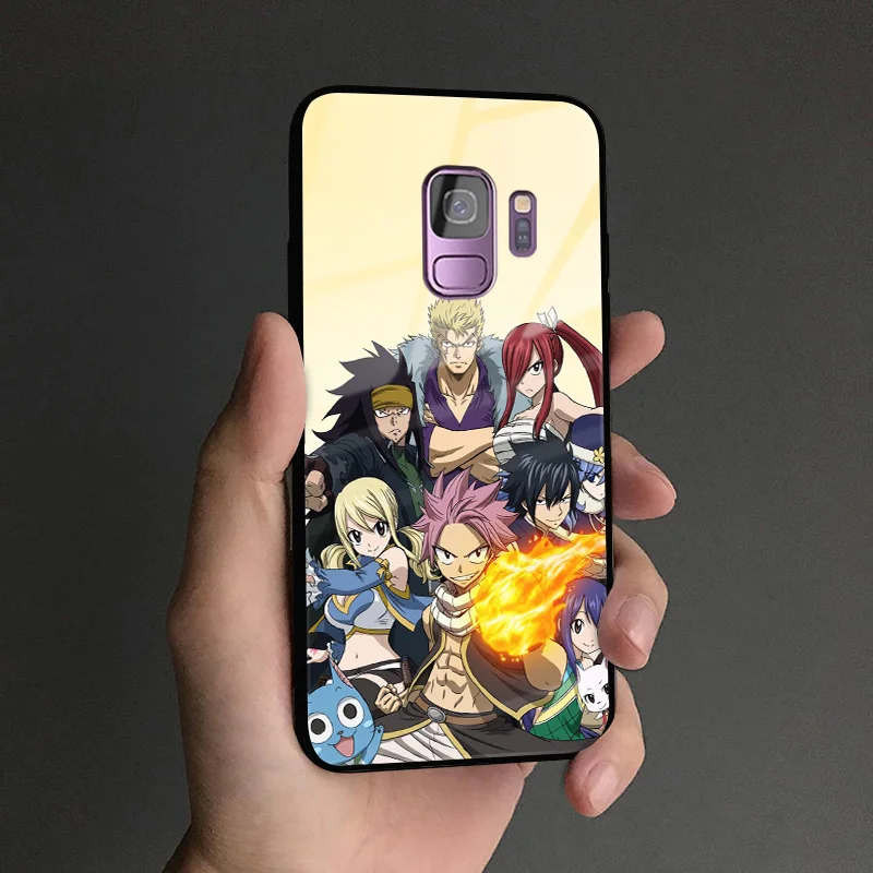 Fairy Tail Аниме «Нацу» Люси Эрза мягкий силиконовый стекло чехол для телефона в виде ракушки для samsung Galaxy S8 S9 S10e S10 Note 8, 9, 10, плюс