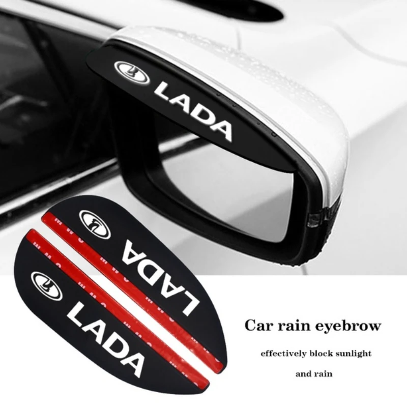 

2Pcs Car Sun Shade Rainproof Protector Rearview Mirror Rubber Rain Eyebrow For LADA Niva 2107 Samara Granta Kalina Priora Vesta