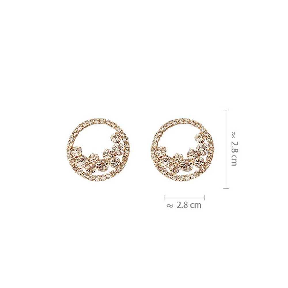 

Korean Round Earrings for Woman Fashion Shiny Zircon Simple Luxury Hollow Crystal Statement Earrings Party Jewelry Gift