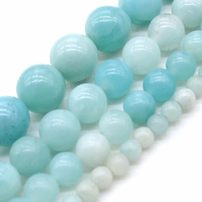 Круглые Гладкие бусины из натурального амазонита 4/6/8/10/12 мм | Украшения и