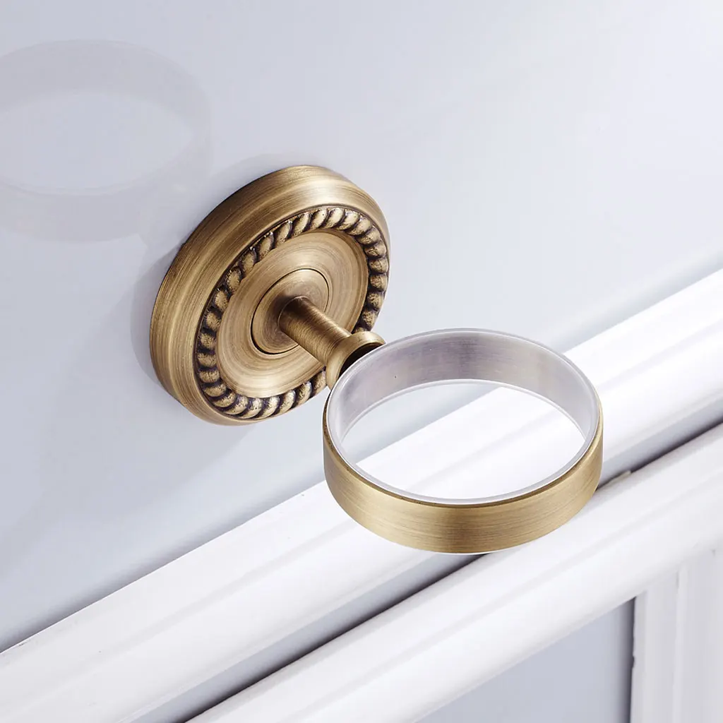 Аксессуары для ванной комнаты Одноместный держатель стакана Античная латунная