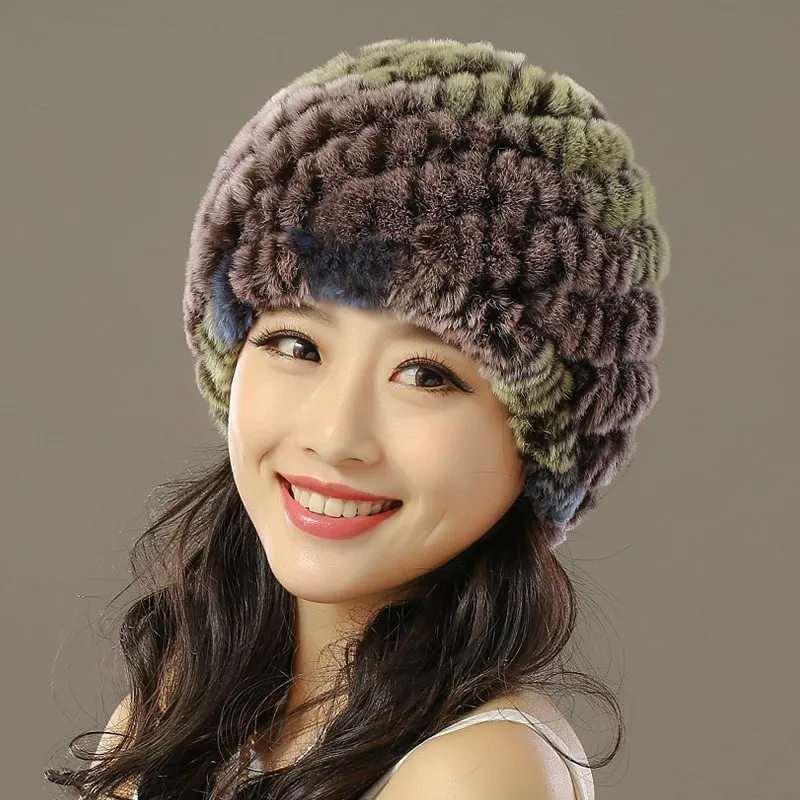 New Arrival Good Elastic Natural Rex Rabbit Fur Hats Lady Winter Warm thicker fur earmuffs hats |
