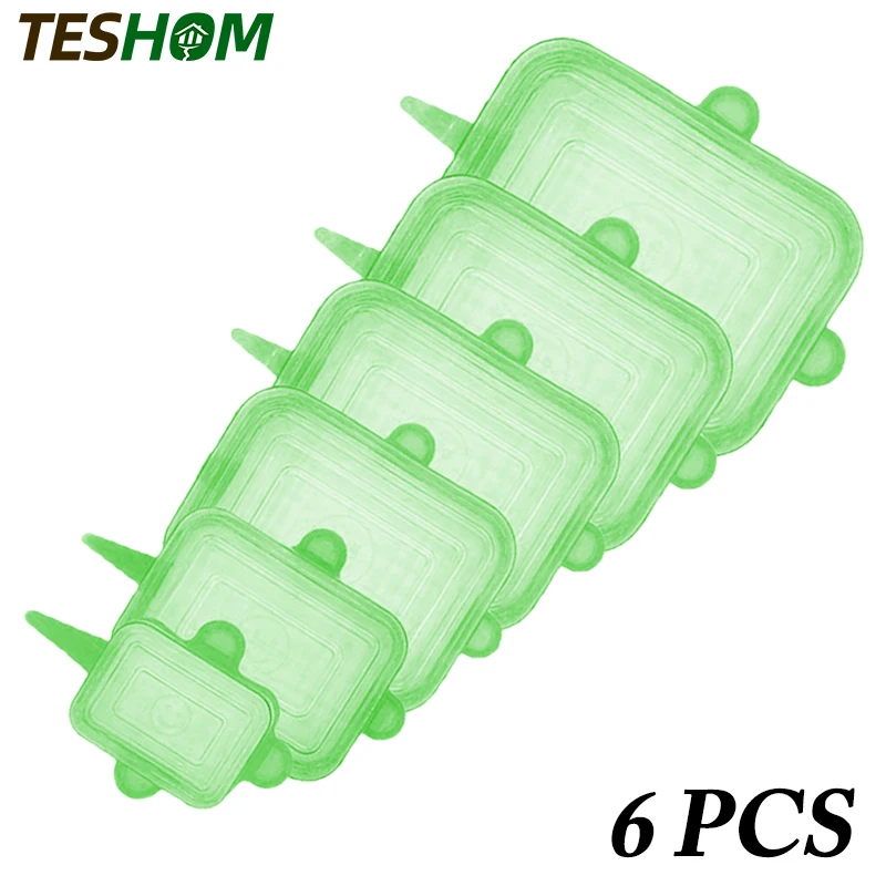 6 шт. силиконовые крышки для пищевых продуктов многоразовые|Крышки посуды| |