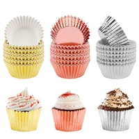 100pcs cake cups grease proof heat resistant aluminum foil cupcake liners wrappers baking supplies muffin boxes nuts candies pap