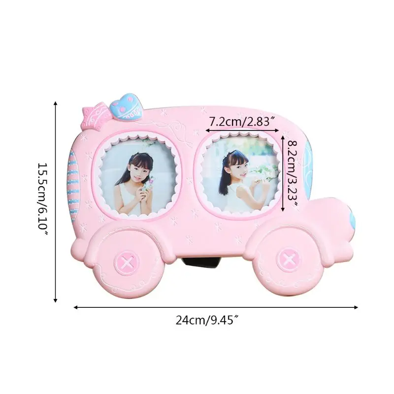 

J60B Creative Baby Cartoon Car Shape Photo Frame Infant Year Old Growth Picture Holder Birthday Gifts Desktop Ornaments
