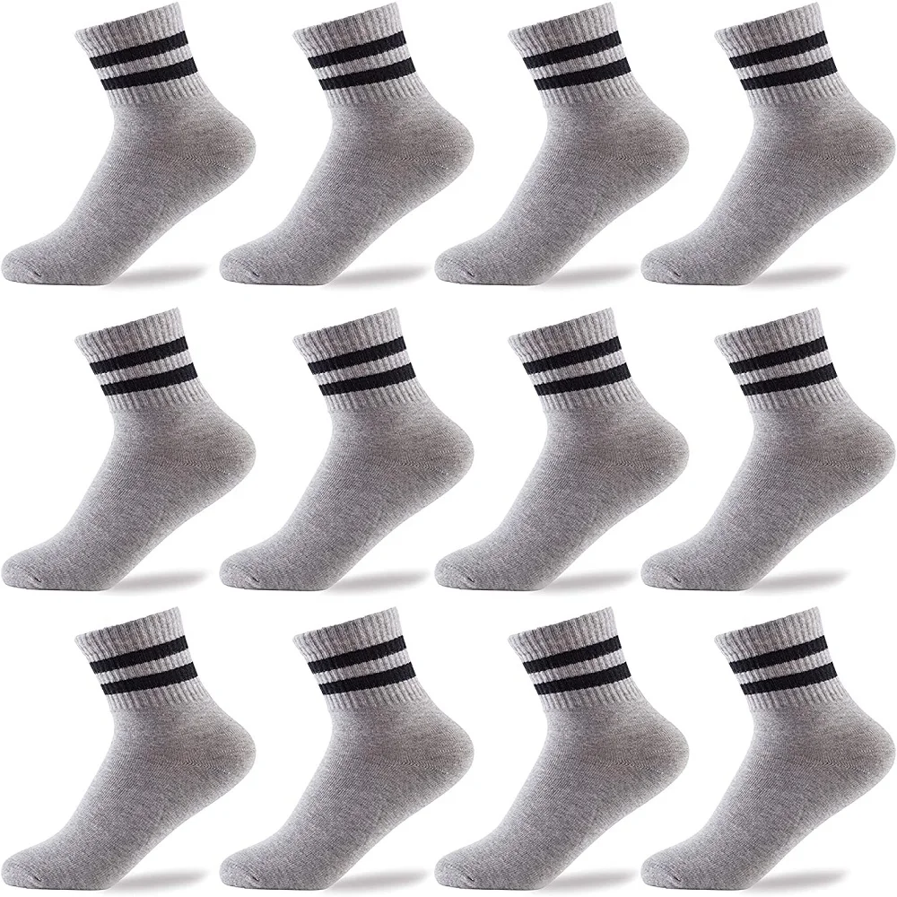 

Boys Socks 12 Packs Fit for 2-12 Years Old Boys and Girls Cotton Athletic Ankle Socks for Toddler Kids and Big Kids