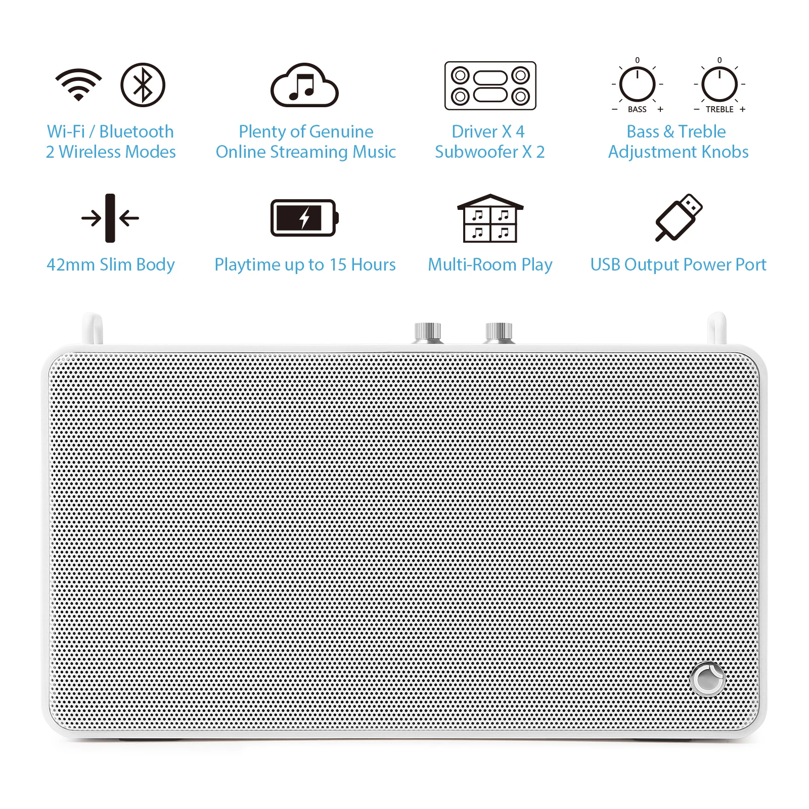 Портативный Bluetooth динамик GGMM E5 HD колонка с сабвуфером 6 драйверов AUX Wi Fi 20 Вт 15