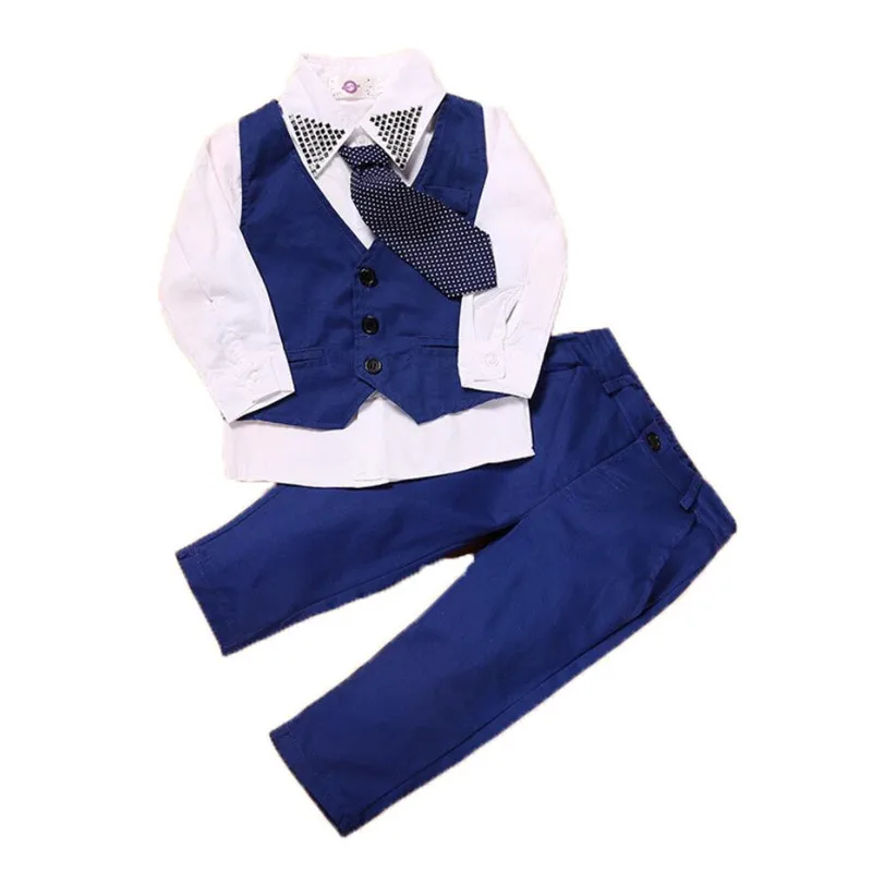 1 set boy suit Комплект из 4 предметов, осенние детские комплекты одежды для отдыха, одежда для маленьких мальчиков, жилет, Костюм Джентльмена для свадьбы, торжественные костюмы - Цвет: 1 set boy suit