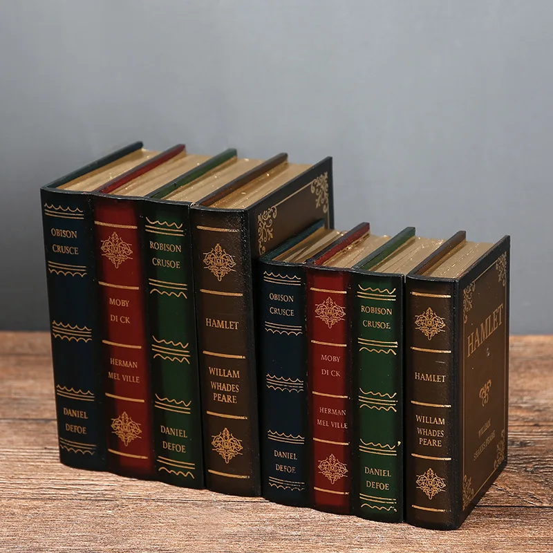 

European retro storage box Book Shape storage box fake book Wooden jewelry box Office decoration Secret item storage box