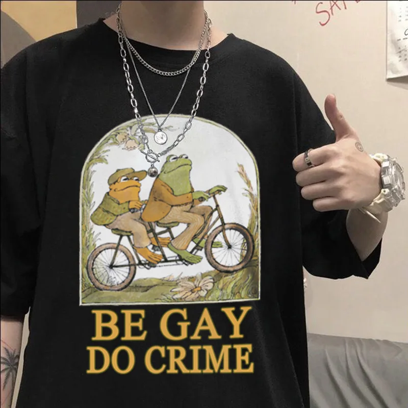 

Frog And Toad-Be Gay Do Crime Women Short Sleeve T Shirt Cotton O-Neck Male Harajuku Anime Tshirt Retro Unisex Tops Clothes Gift