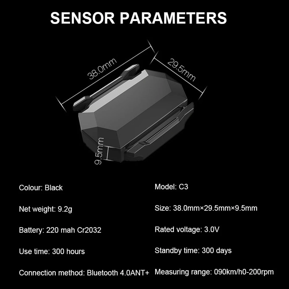 

Cycling Speed Or Cadence Sensor Waterproof Bike Speed Cadence Sensor ANT+ And Bluetooth 4.0 Wireless Bicycle RPM Sensor