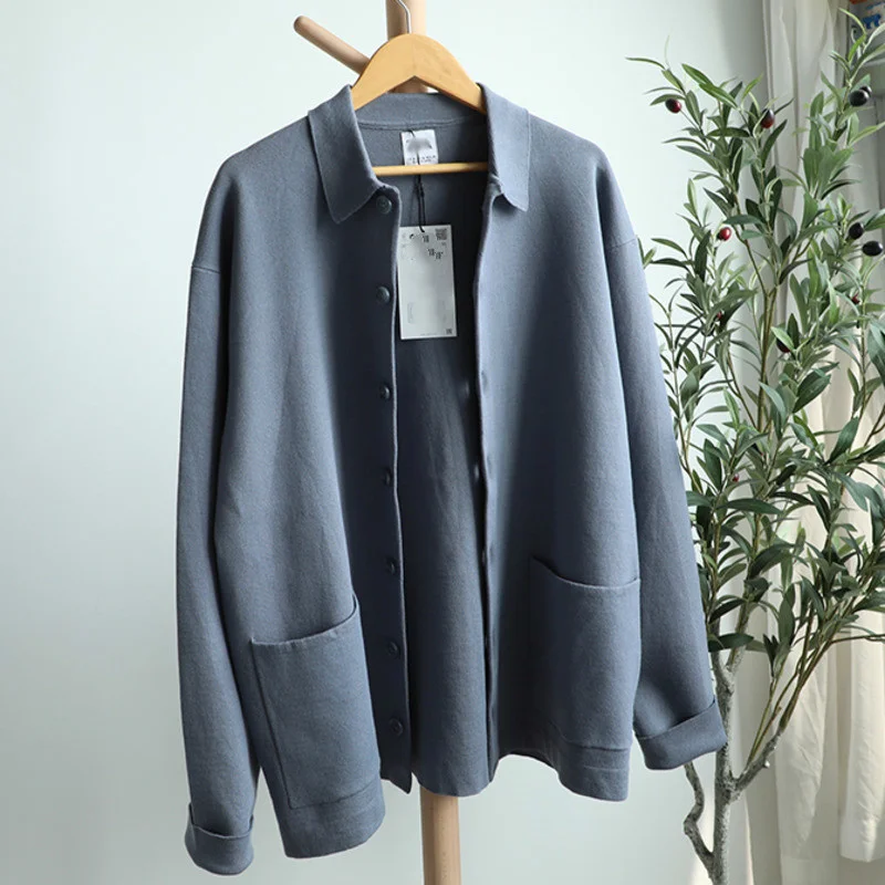 new women's long sleeved thick sweater casual New Jersey Lapel with a row of buttons fashion Korea autumn 2021 16w1829 | Женская