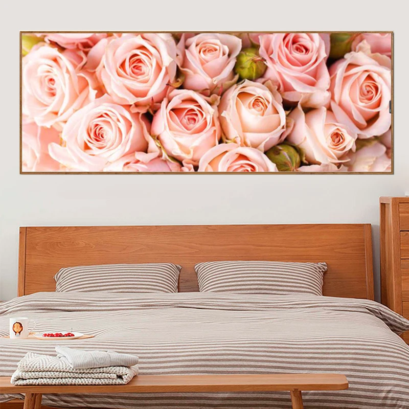 Полностью алмазная живопись 128x48 см розовая роза рисунок Женская мозаика ручной