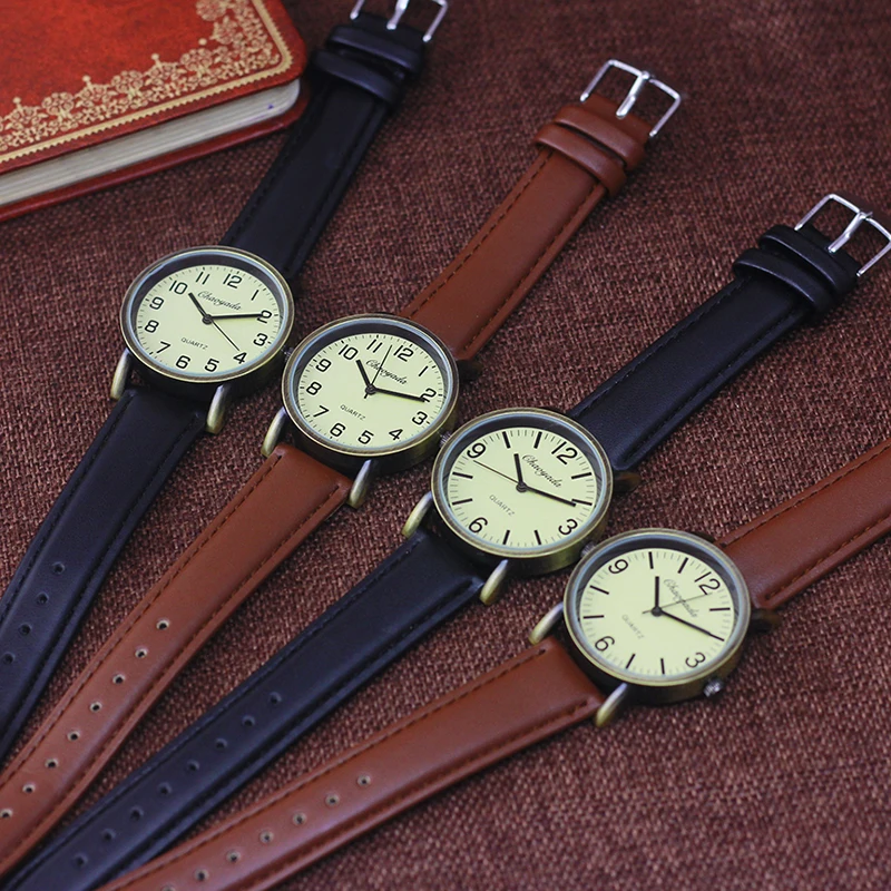 

Classic simple children Restoring ancient ways leather watches boys girls students fashion water resistant electric watches