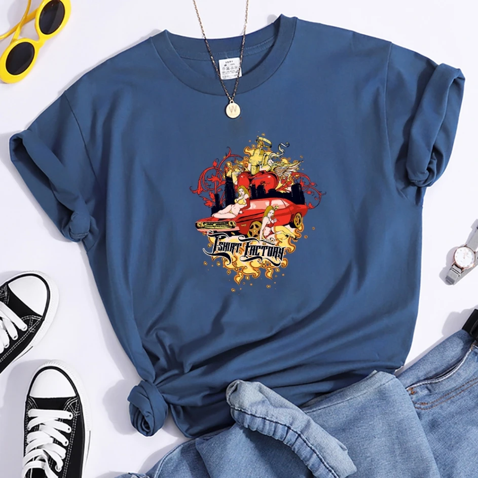 

Shirt Factory Printing T-shirts Womans Retro Style High Quality T-shirt Fashion Breathable Tshirt Summer O-Neck Female T Shirts