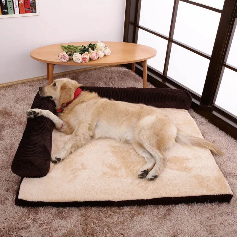 2 Pcs Dog Bed For Large Dogs Pet House Sofa Mat Beds Winter Kennel Soft Cat Blanket Cushion Red & Coffee | Дом и сад