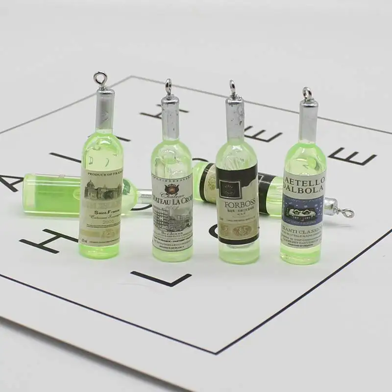 5 шт. имитация веселья красное вино коктейльное стекло кулон серьги брелок сделай