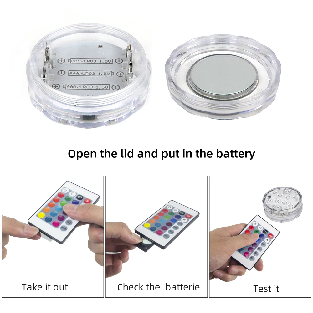 Погружная светодиодсветильник лампа RGB с дистанционным управлением подводный