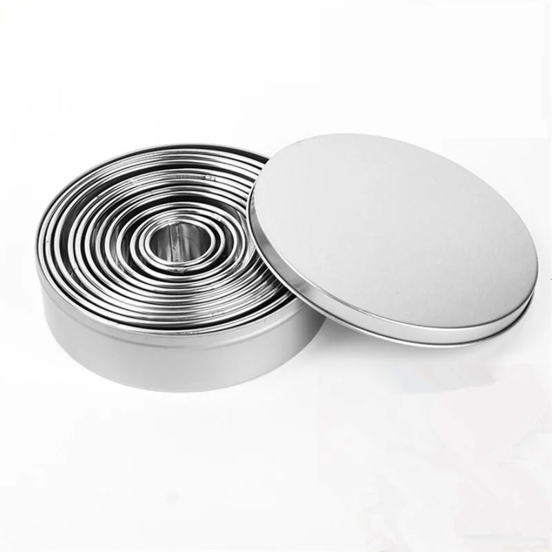 

DIY 11pcs/set Stainless Steel Round Cookie Biscuit Cutters Circle Pastry Cutters Metal Baking Circle Ring Molds Fondant Cake