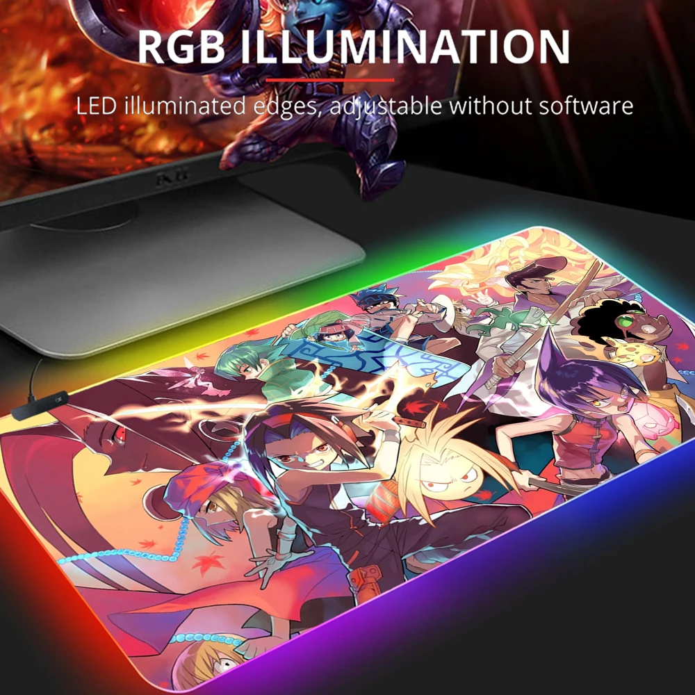 

Shaman King Kawaii Mouse Pad Gamer Gaming Keyboard Gamers Accessories RGB Mousepad PC Gamer Cabinet Computer Mat Mausepad Mice