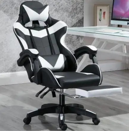 with feetrest VESCOVO Silla массажный стул геймера компьютерное игровое регулируемое кресло Кожаное офисное кресло - Цвет: with feetrest