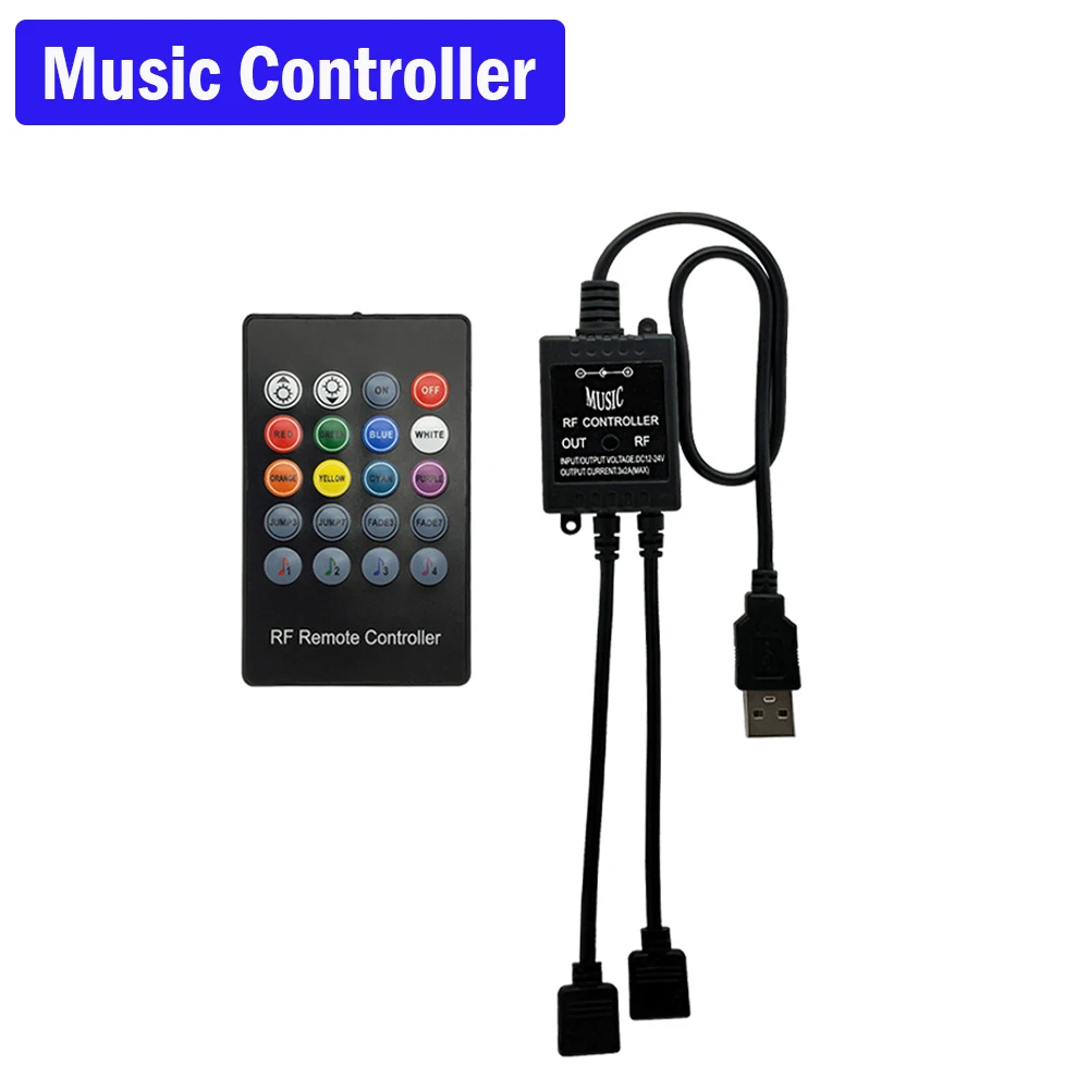 20 клавиш USB Led RGB контроллер DC 5V RF музыкальный звуковой сенсор пульт